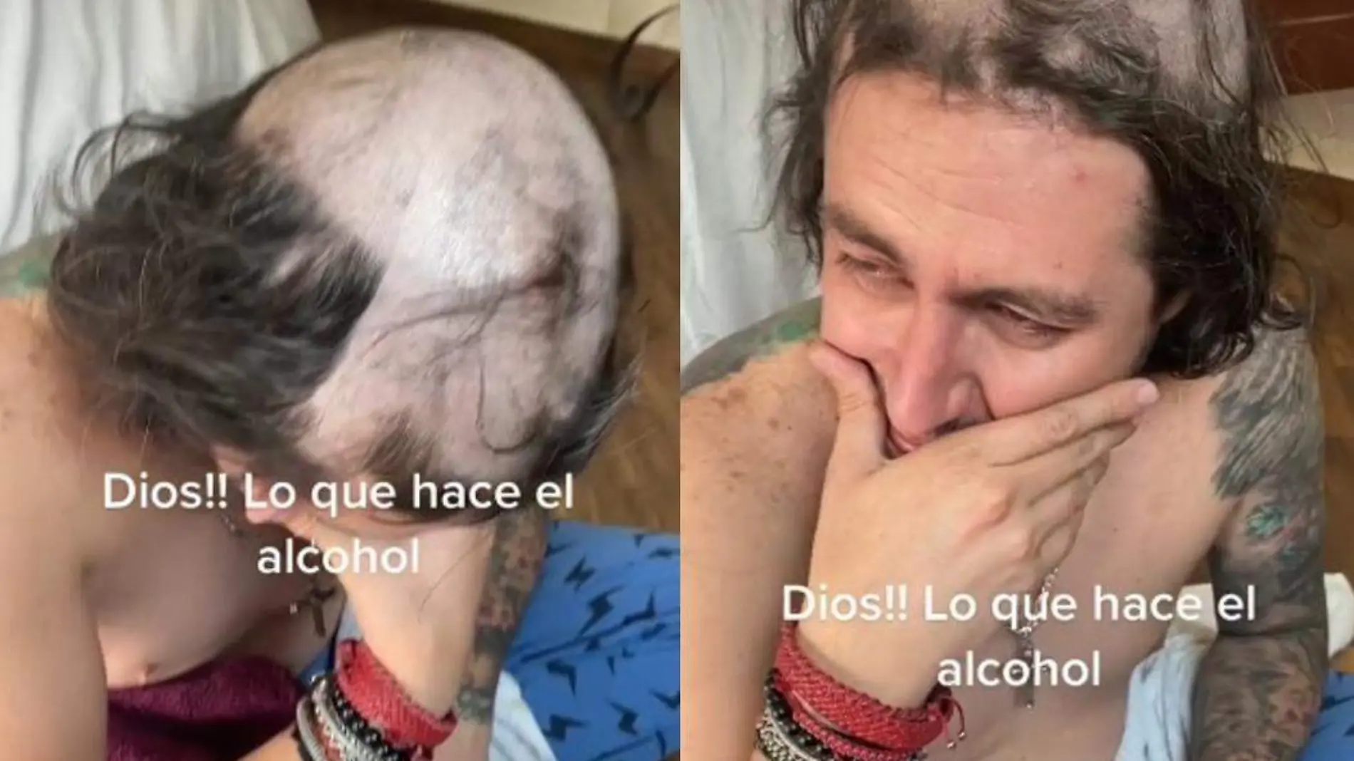 Hombre es rapado por sus hijos al quedarse dormido